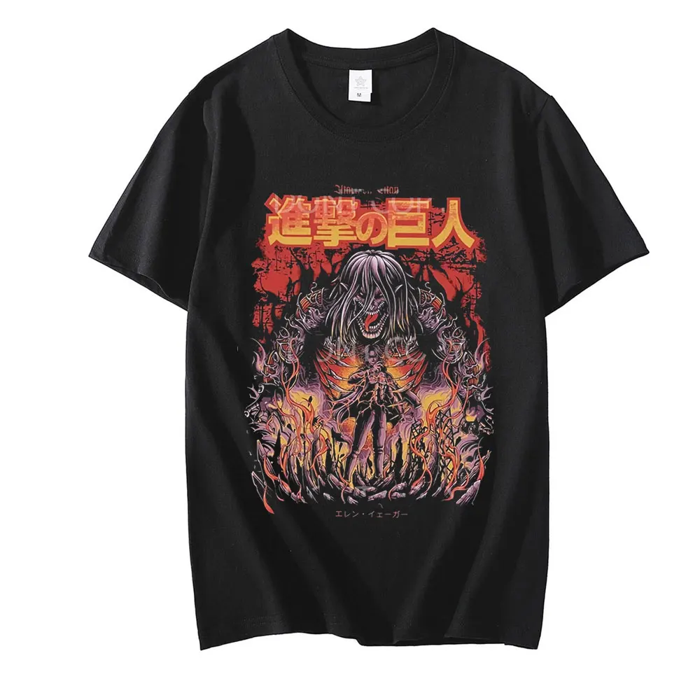 

Anime Attack on Titan t shirt men Eren Yeager summer Short Sleeve T-shirts Top Harajuku Unisex Cool Hip Hop TShirt Tees футболка