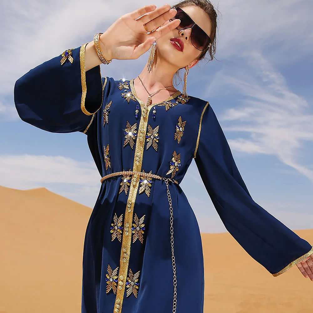 Марокканский кафтан, мусульманское платье, модель 2022, бриллианты, Дубай, саудовская, Арабская Женская одежда для вечеринки, Eid Djellaba