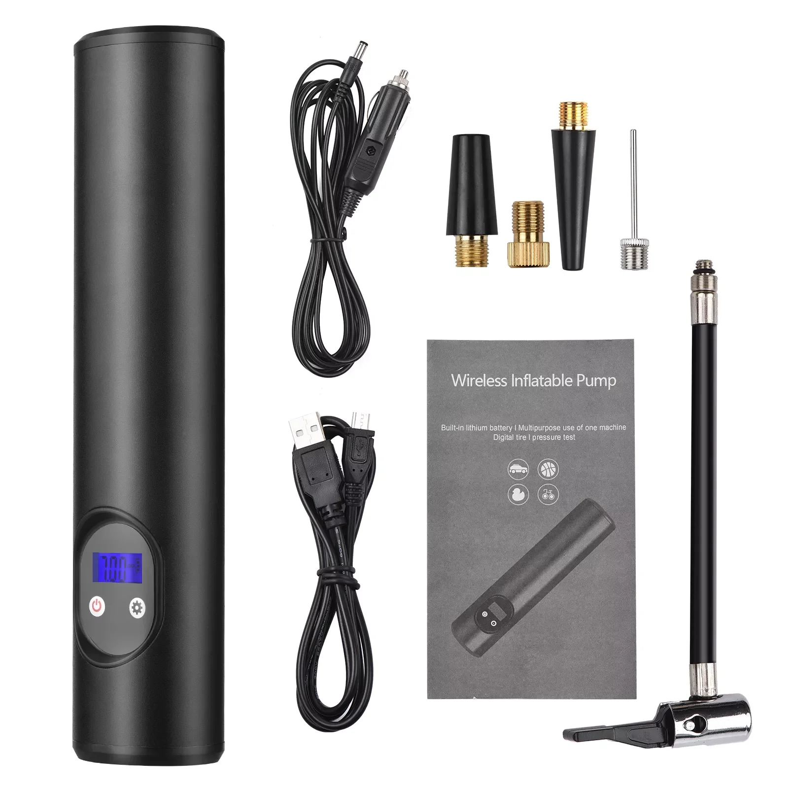 

Portable Compressor Weytoll Mini Air Inflator Tire Pump 12V 150 PSI Digital LCD Pressure Gauge, LED Light, 2000mAh Auto Shut Off