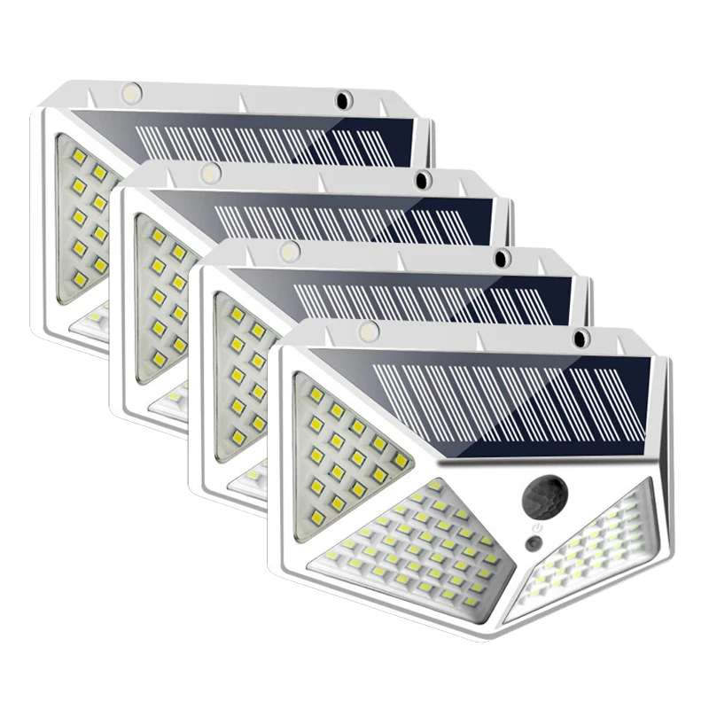 

1/2/4pcs Solar Light Outdoor 100 LED Wall Lamp PIR Motion Sensor Lantern Waterproof LED Lights For Garden Street Decoration 2023