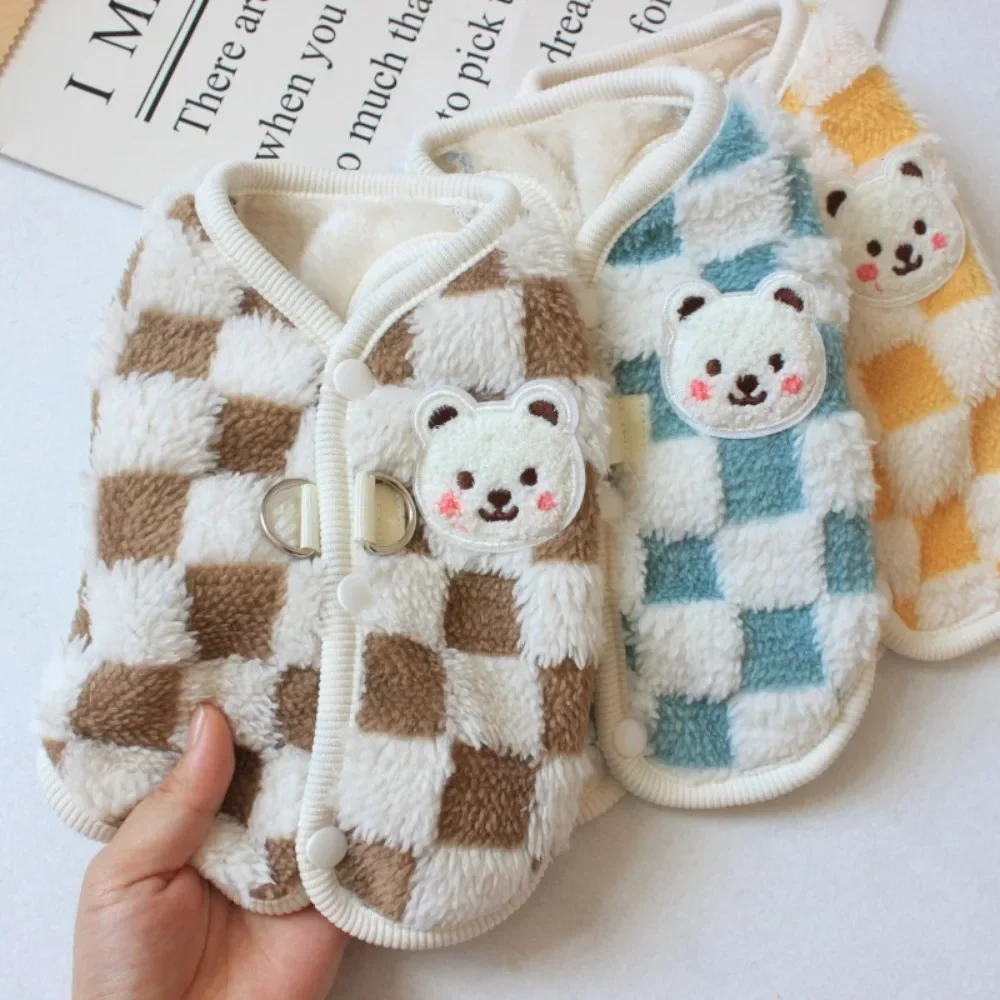 

Pet Vest Winter Autumn Warm Sweater Puppy Plaid Clothes Cat Harness Small Dog Cartoon Soft Jacket Yorkshire Chihuahua Poodle