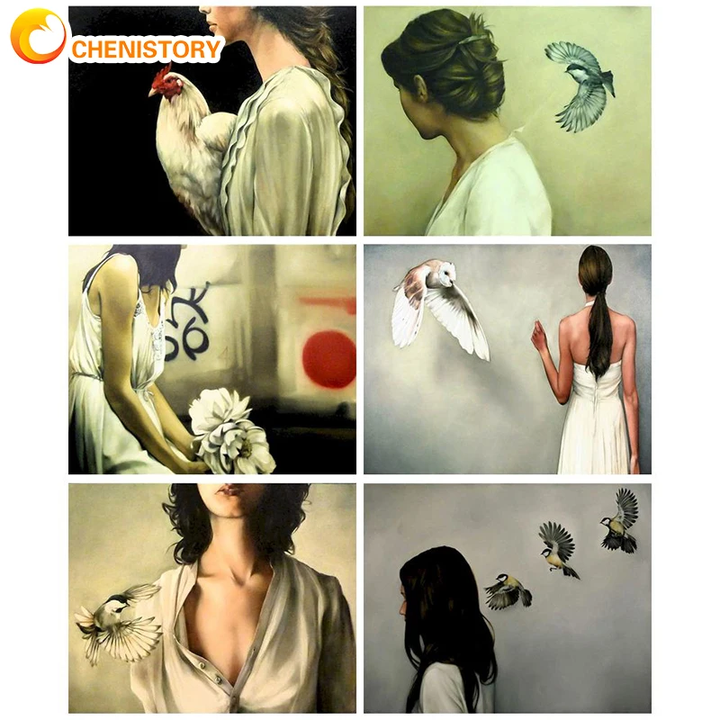 

CHENISTORY Acrylic Paint By Numbers Kits On Canvas DIY Frame Oil Painting By Numbers HandPainting Decor Drawing By Number Girls