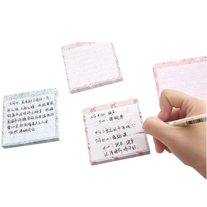 

1Pack/lot Kawaii Colorful flower Stripes Memo Pads Horizontal Line Notes Posted N Times Office Student Stationery