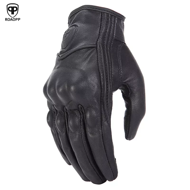 

ROAOPP Retro Pursuit Real Leather Motorcycle Gloves Touch Screen Men Women Motocross Waterproof Electric Bike Gloves Moto Glove