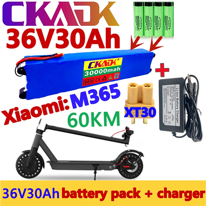

NEW 36V 30Ah battery forxiaomi scooter mijia m365 36V 30000mah battery electric block scooter bms board forxiaomi M365 + charger