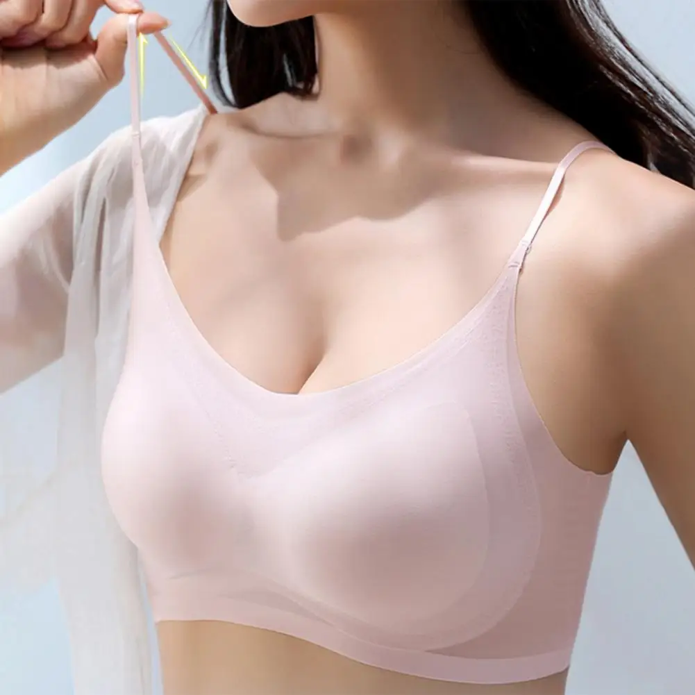 

Women Ice Silk Seamless Bra Spaghetti Strap Seamless Bra Ultra-thin Ice Silk Beautiful Back Women's Bra Women's Vest Sling