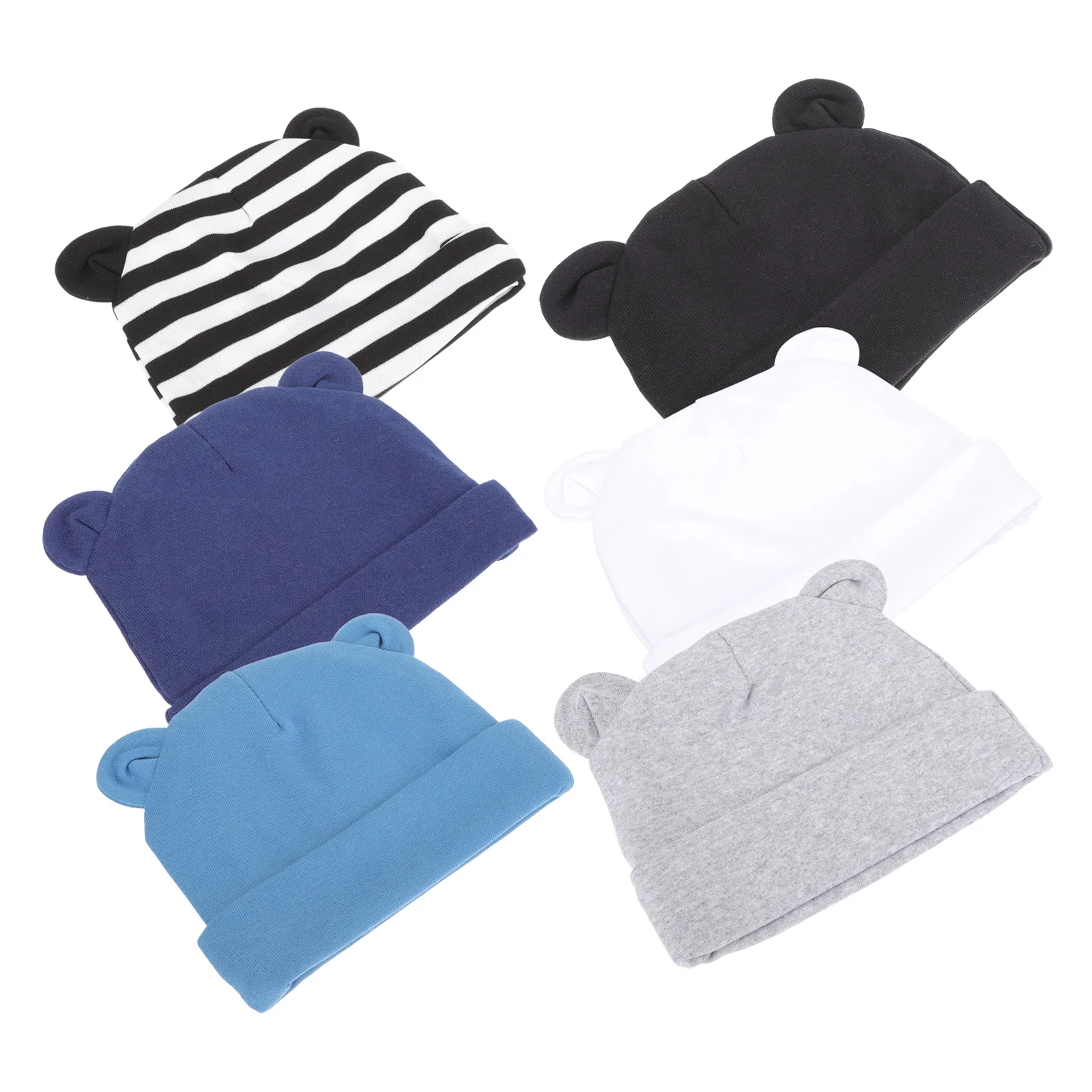

6pcs Cotton Hats Baby Girl Baby Boy Cartoon Caps Infant Hats Lovely Ear Hats