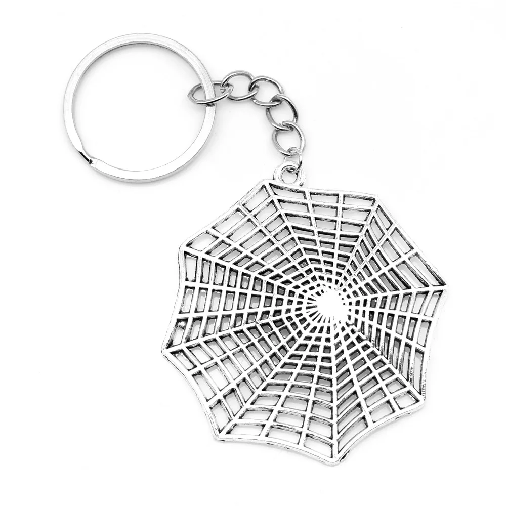 

1pcs Antique Silver Color 57x58mm Spider Web Keychain Handmade Jewerly Diy