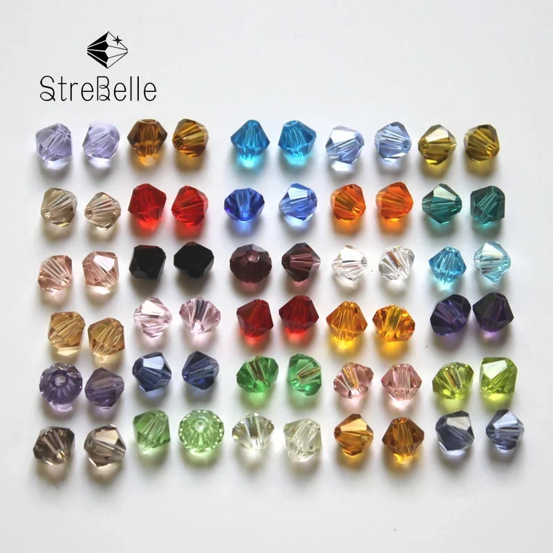 

StreBelle Wholesale 100pcs/Bag Grade AAA 4mm 5301 Seed Bicone Bead Wholesale Loose Glass Crystal Beads 22 Colors Pick