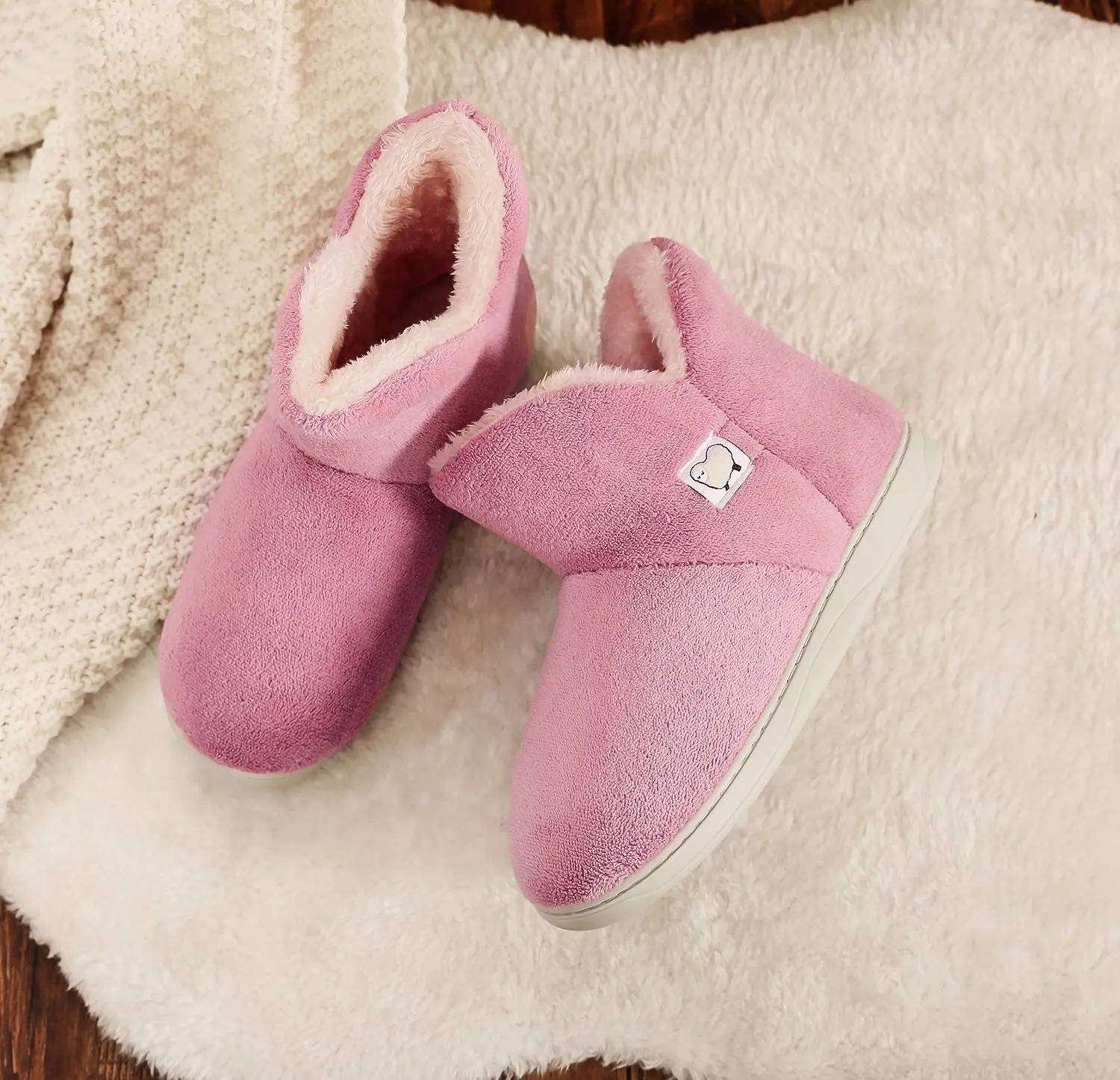 Winter Thick Cotton Flip Flops Women Home Indoor Close Slides Silent Cute Bowknot Fluffy Bottom Slipper Memory Foam Shoes Female