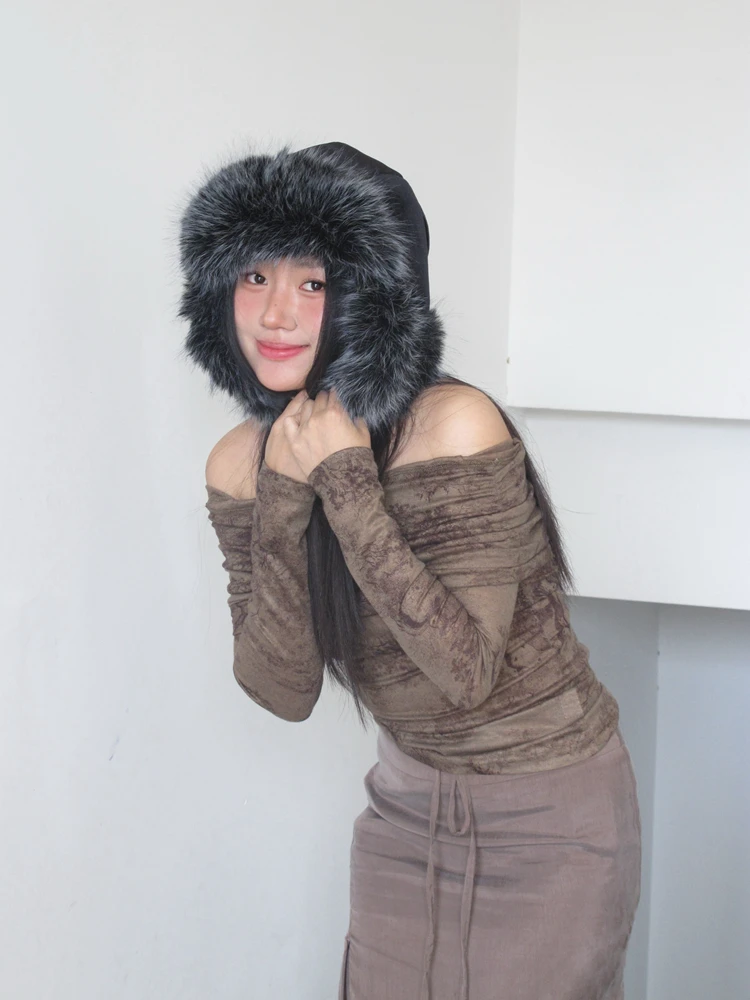 Зимняя бархатная текстура с большим бантом элегантная шапка Lei Feng морозостойкая