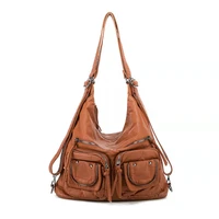 scofy fashion soft pu leather shoulder bags multi purpose multiple pockets backpack for women leisure shoulder bag lady handbag
