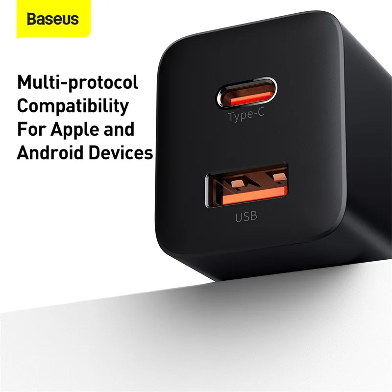 Фото Baseus 30 Вт USB C зарядное устройство супер Si Тип C мобильный телефон зарядное устройство PD QC3.0 Быстрая зарядка для IPhone 14 13 12 Pro Max Xiaomi Samsung №5