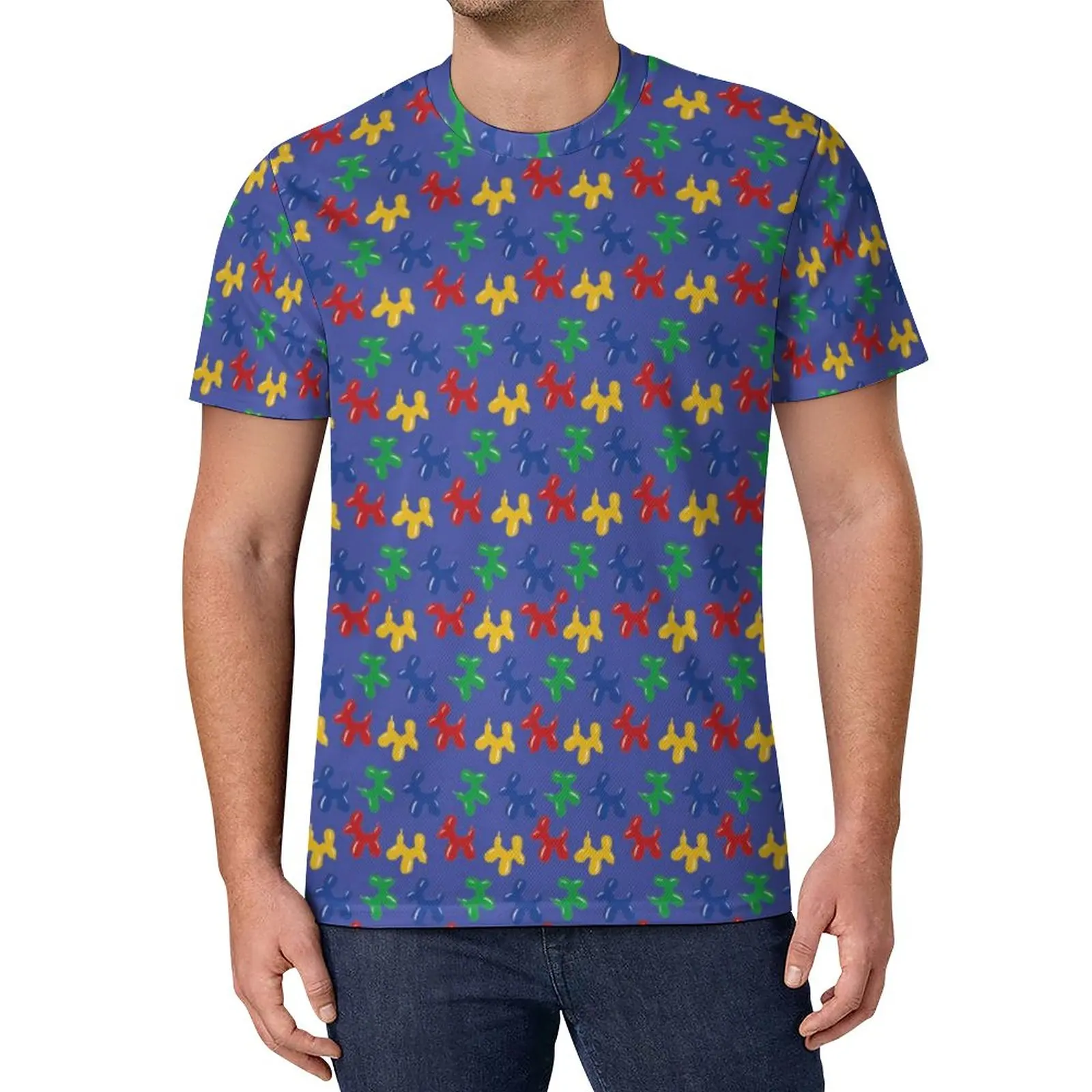 

Dog Shaped Balloon T-Shirt Colorful Print Trendy T Shirts Short Sleeve Graphic Tops Streetwear Oversize Clothing