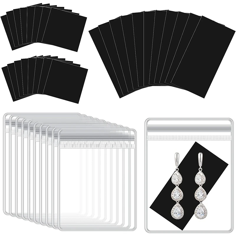 

120 Anti Tarnish Strips Sets Anti Tarnish Strip Tabs 50 Pieces Self Seal Zipper Plastic Bags For Jewelry Rings Earrings