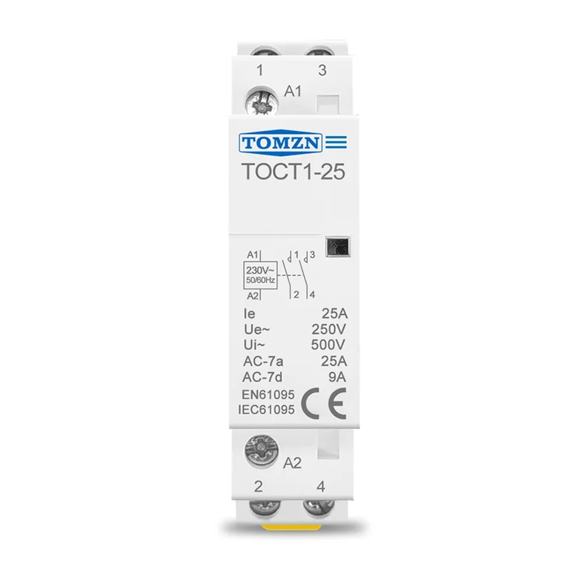 TOMZN TOCT1-25 2P 25A 220V/230V 50/60HZ Din Rail бытовой модульный контактор переменного тока 2 без