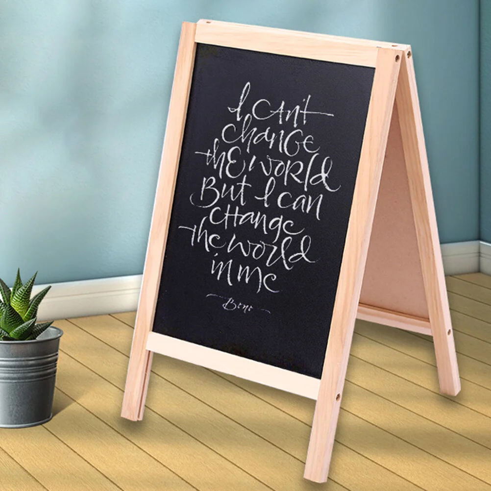 

2 Pcs Double Sided Small Blackboard Chalk Sign Vertical Chalkboard Double-sided Whiteboard Mini Writing Kids Wood Students