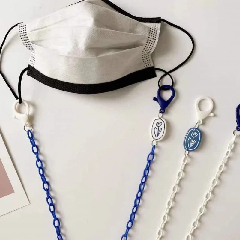 

Acrylic Glasses Chain Mask Lanyard Fashion Light Chain Small Flower Creative Stitching Anti-Drop Chain Accessories For Women New