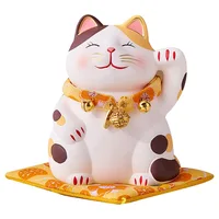 White Golden Cat Shape Table Decor Decorative Lucky Cat Ceramic Porcelain Ornament Decoration for Home