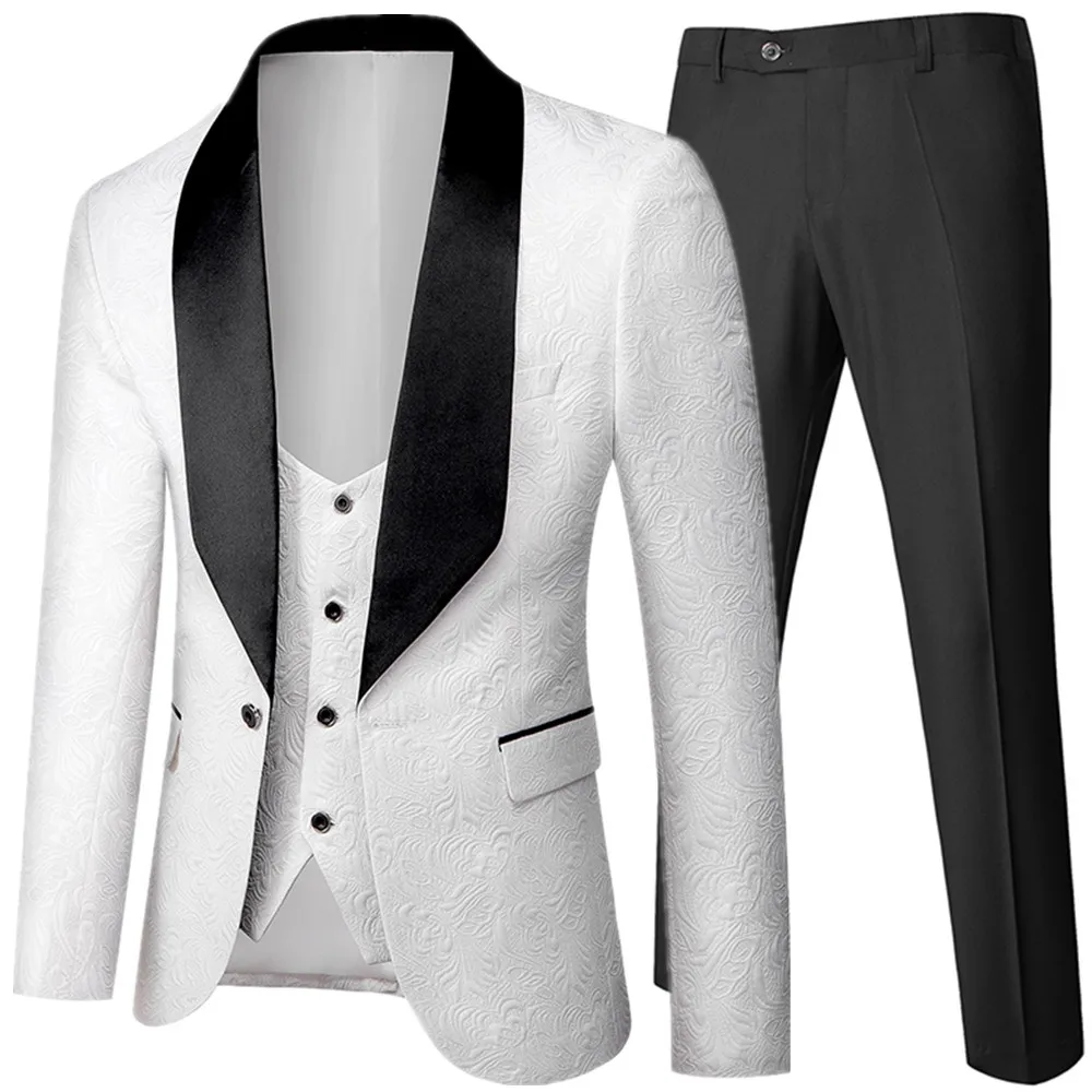 

Banquet Feather Embossing Process Designer Blazer Jacket Pants Vest / Men's 2023 New Suit Coat Waistcoat Trouser 3 Pcs Dress Set