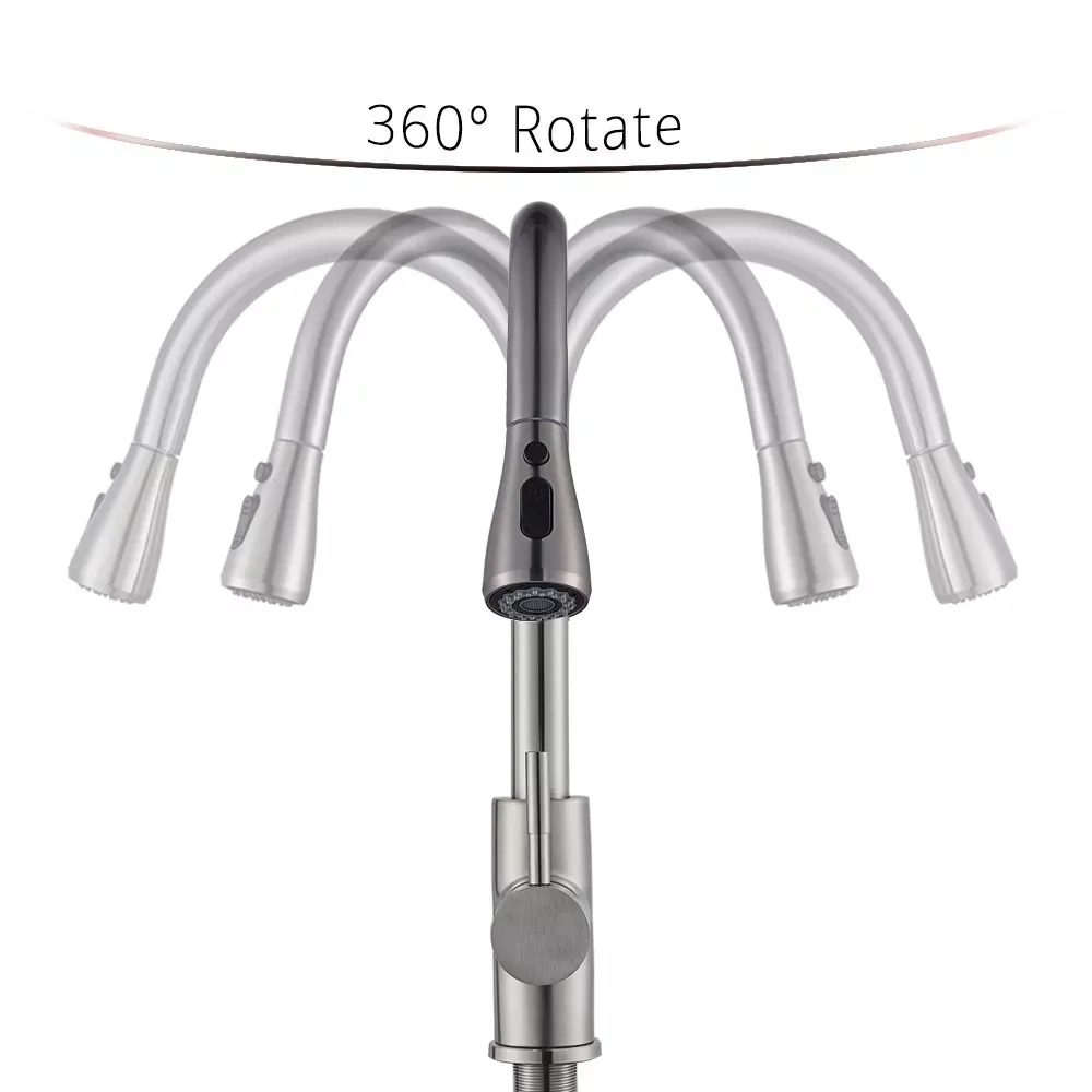 

Brushed Nickel Kitchen Faucet Single Hole Pull Out Spout Kitchen Sink Mixer Tap Stream Sprayer Head Chrome/Black Mixer Tap