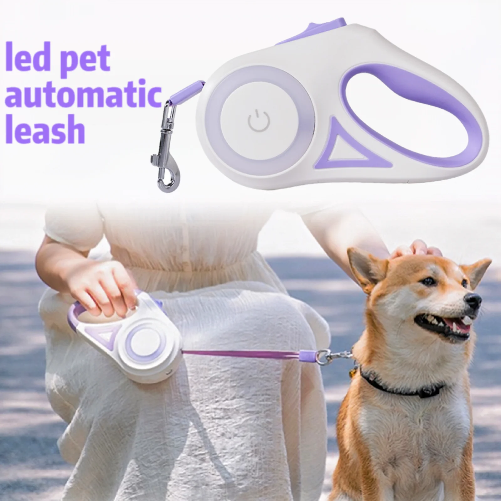 

ROJECO 5M Automatic Retractable Dog Leash LED Luminous Leading Fashion Light Straps For Dog Puppy Pet Flexi Walking Running Lead