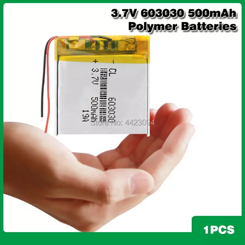 

NEW2023 3.7V 500mAh 603030 Lithium Polymer Li-Po li ion Rechargeable Battery For toys speaker Tachograph MP3 MP4 GPS Bluetooth L