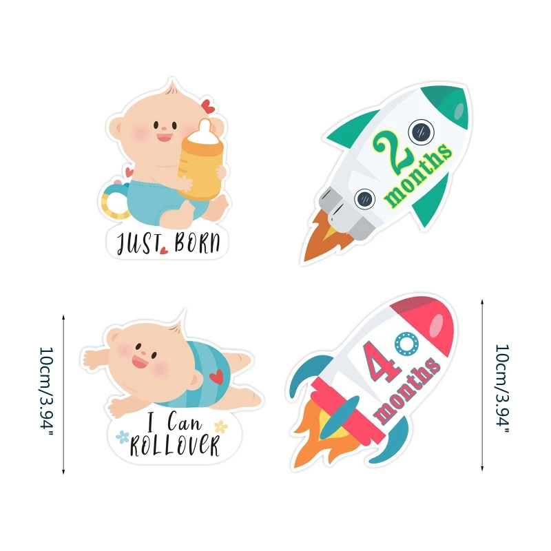 

12Pcs Monthly Baby Milestone Stickers 1-12 Months Photo Props Skill Sticker Shower Gift Memorial Number Accessories