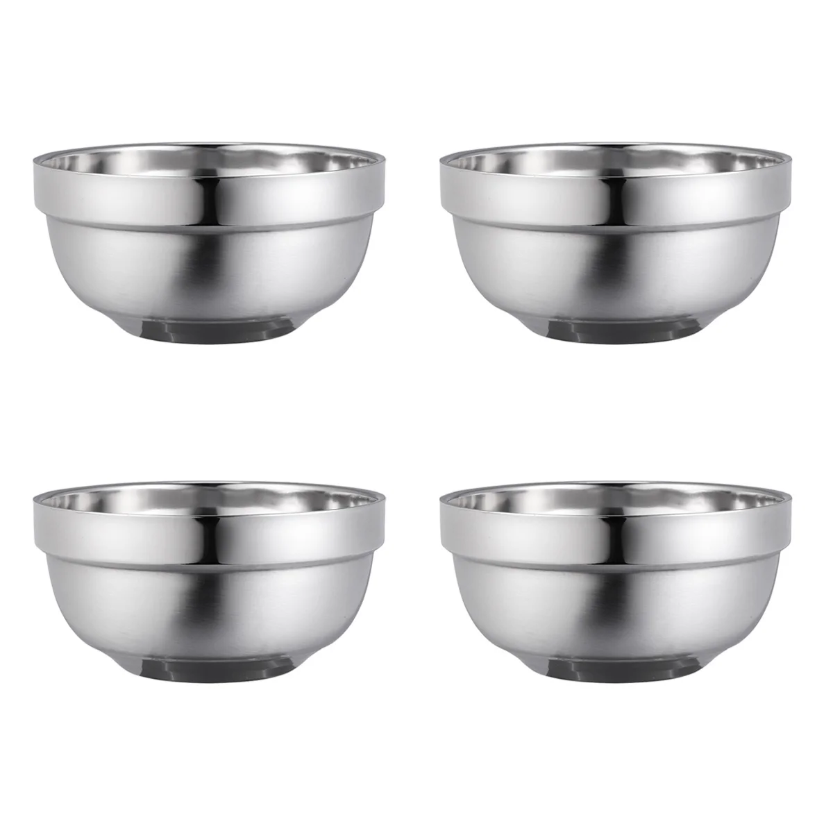 

4pcs Stainless Steel Bowl Salad Noodle Bowl Metal Serving Bowls Mixing Bowls Containers Double Layers for Chili Tortilla Soup
