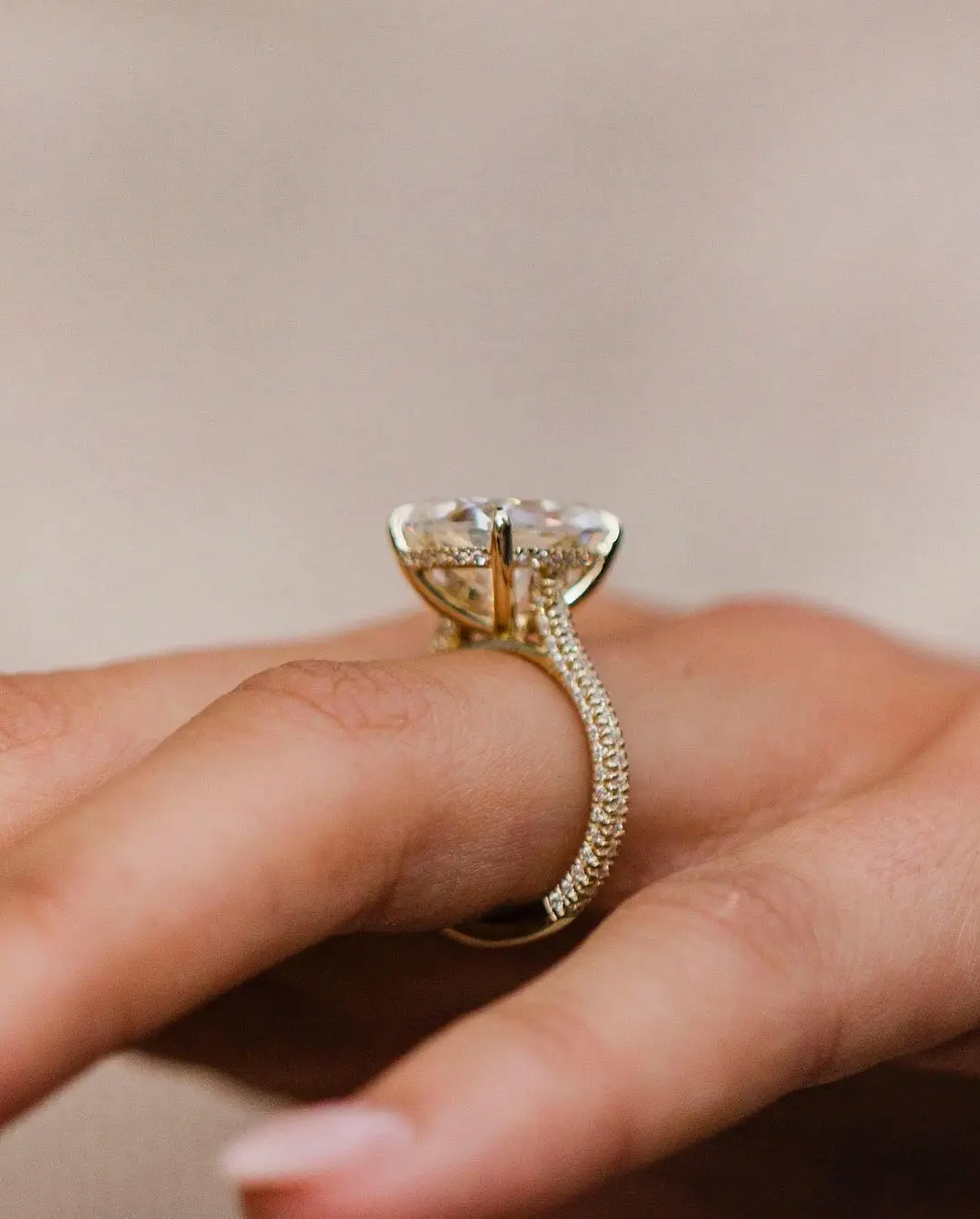 JOVOVASMILE 14k Yellow Gold Moissanite Wedding Rings 8 Carat 12.75x9.75mm Old Mine Cushion Fashion Jewelry Cathedral Setting