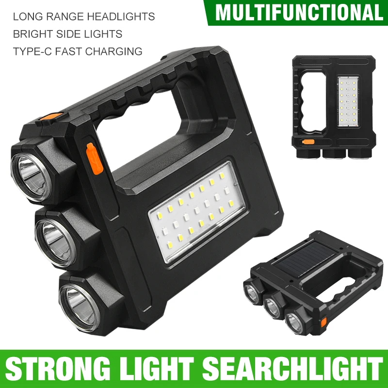 

Handheld Searchlight LED Outdoor Lighting Camping Solor/USB Charging Portable Strong Light Long-shot Emergency Patrol Flashlight