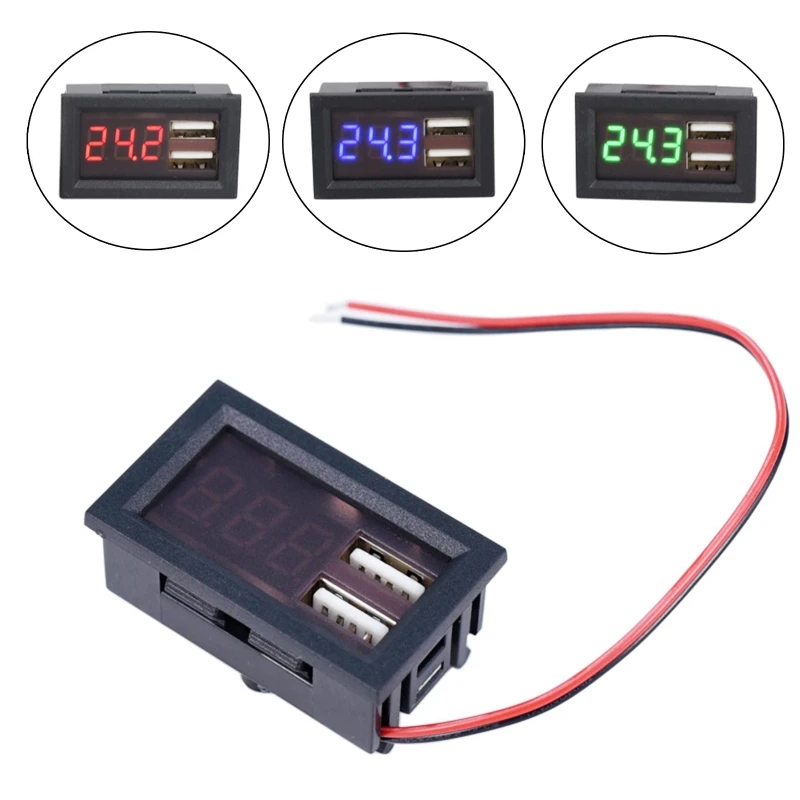 

12V/24V Waterproof Car Boat Motorcycle Dual USB Charger LED Voltmeter Cigarette Lighter Socket For iphone Android
