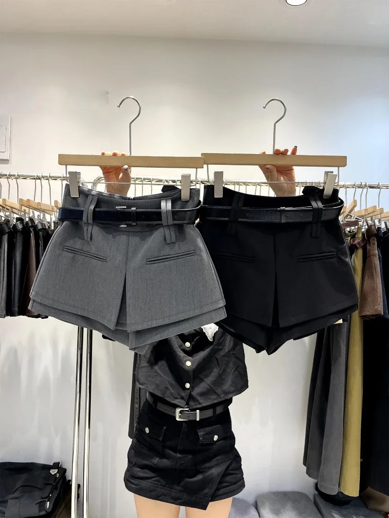 Y2K 2024 летний Спайс Стиль Высокая талия тонкий пояс полуюбка дизайн Асимметричный