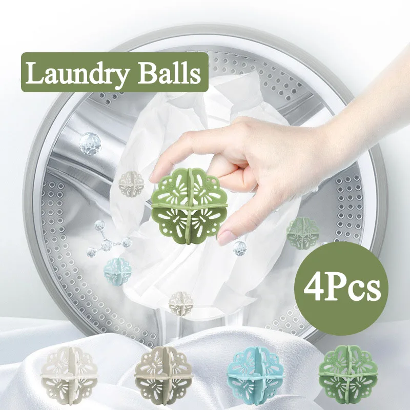 

4 шт./лот многоразовые шарики для стирки в стиральной машине, средства для стирки с защитой от намотки, помощник для смягчения ткани, бытовые ...