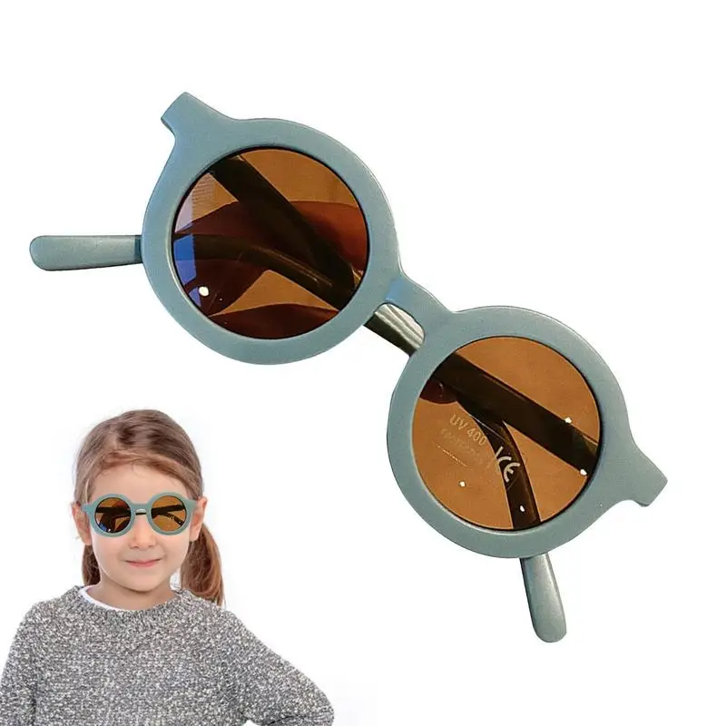 

Kids Round Sunglasses UV-Proof Girl Sunglasses Integrated Streamlined Arc Design Nose Pads High-definition Lenses