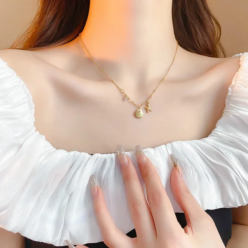 Женское колье с подвеской из титановой стали