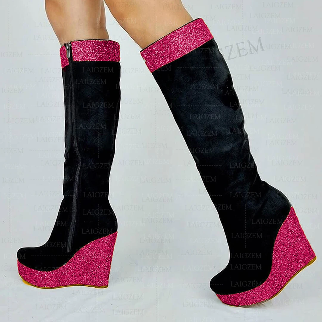 

Женские сапоги на платформе, с круглым носком, на молнии