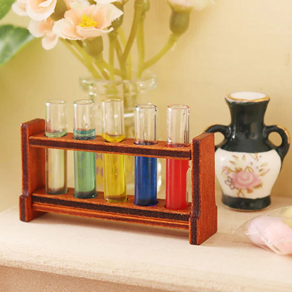 

Mini House Decorative Accessories Miniature Test Tube Model Tiny Tubes Props Toys Wooden Craft Storage Holder Adornment