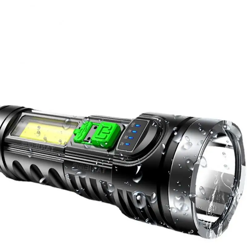 

Life-class Waterproof Camping Equipment Cob Side Lamp Four-gear Display Handheld Searchlight Usb Charging Outdoor Torch