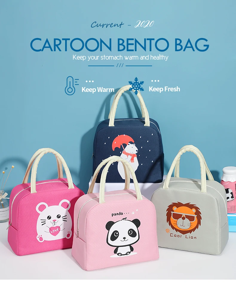 

1PC Cartoon Panda Lunch Bag Kids Women Cute Portable Travel Picnic Bags Waterproof Insulation School Breakfast Cooler Bag