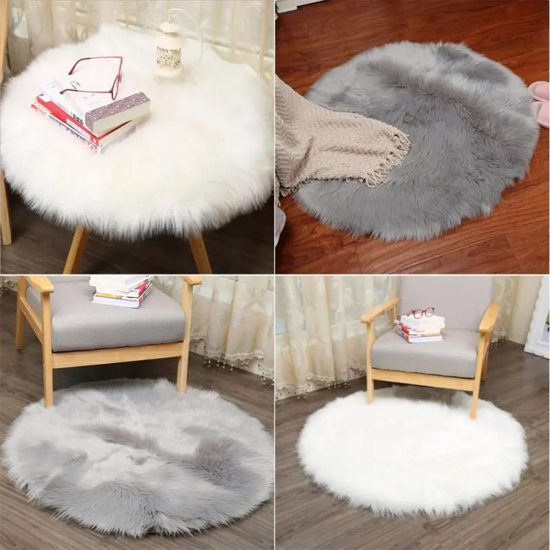 Super Soft Plush Round Rug Mat Fluffy White Carpets For Living Room Home Decor Bedroom Kid Decoration Salon Thick Pile