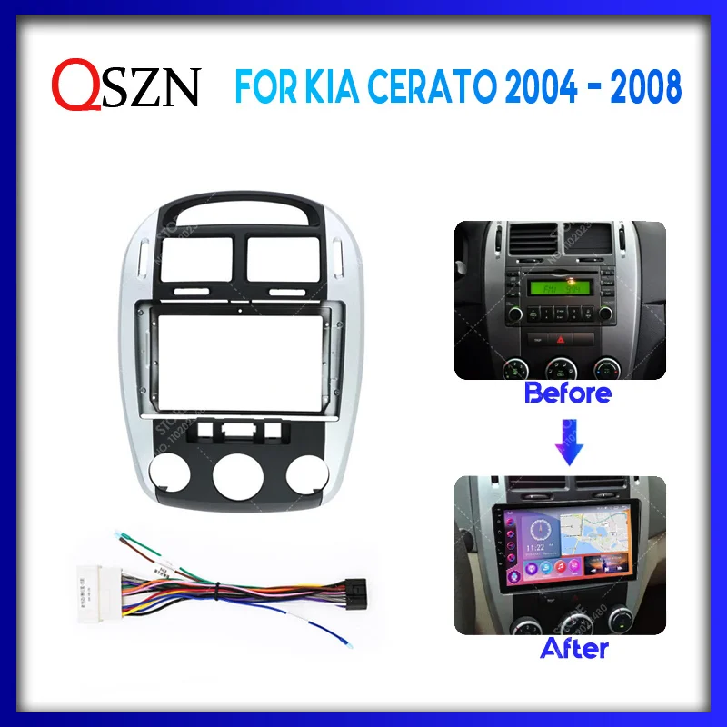 

QSZN 9 INCH Car Frame Fascia For Kia Cerato 1 LD 2004 - 2008 Adapter Canbus Box Decoder Cable Radio Dash Head Unit Panel Kit