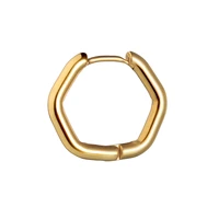 gold color punk rock geometric stainless steel large loop piercing smooth hexagon hoop earrings for women jewelry gifts earrings