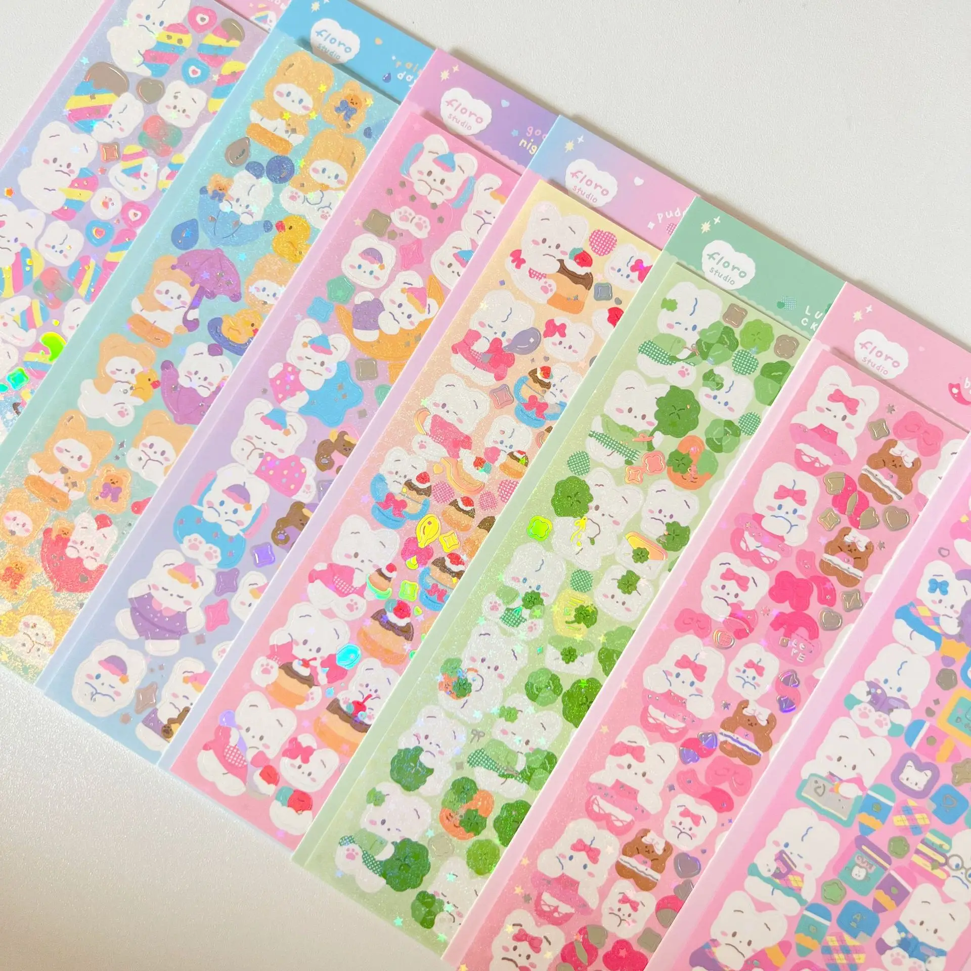 

Korean Ins Cute Cartoon Bear Sticker Laser Stick DIY Scrapbooking Idol Card Diary Stationery Decoration Sticker Kawaii Deco