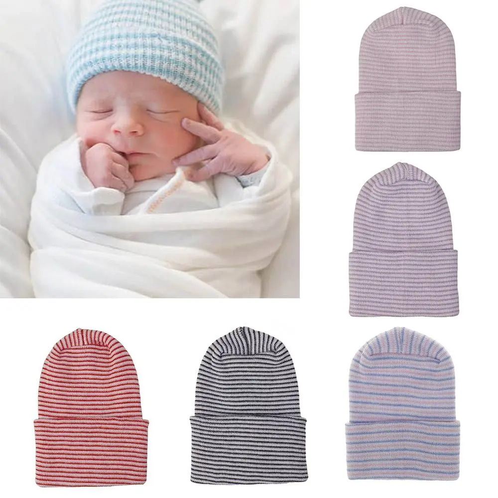 

Baby Boy Girl Hat Infant Striped Fetal Hospital Cap Soft Turban Newborn Nursery Cap Kids Outdoor Casual Beanie Hat Headwrap