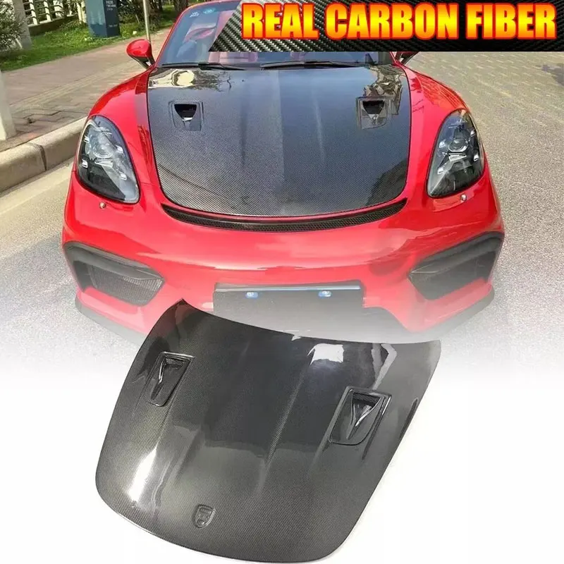 Фото Капот из углеродного волокна для Porsche 718 Boxster Cayman 2016-2024, передний капот с вентиляционными отверстиями. №2