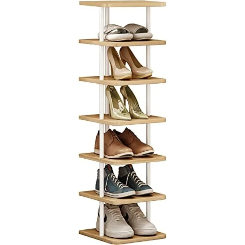 

SORCEDAS Shoe Rack Organizer 7 Tier Vertical Storage Stand Narrow Shelf for Small Spaces Entryway Corner Closet Door Bedroom