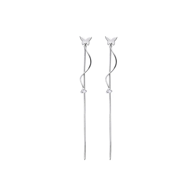 

Fashionable butterfly earrings fringe fashion temperament net red personality earrings 925 sterling silver earrings simple