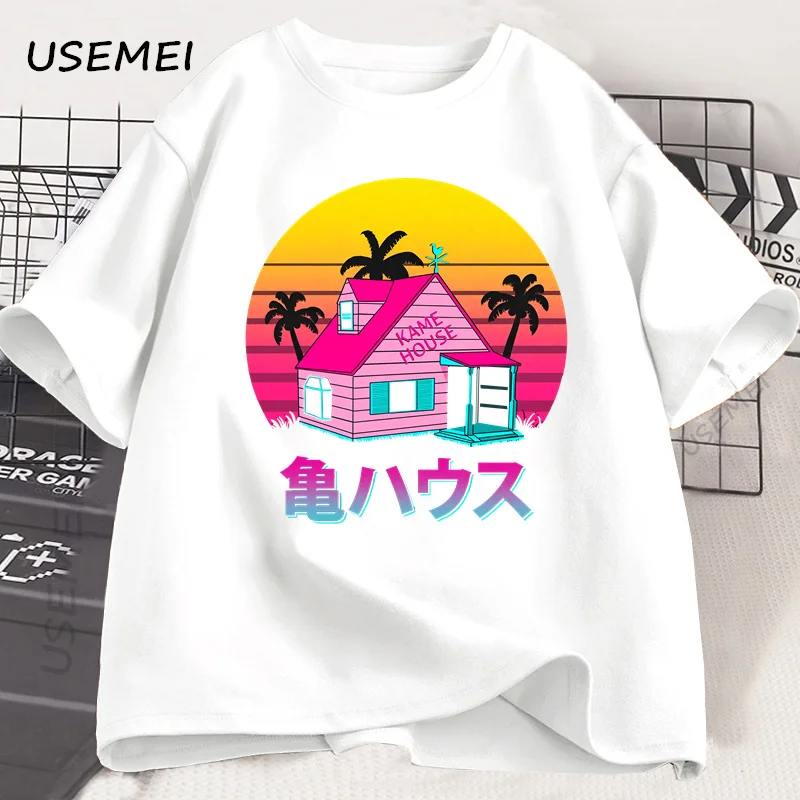 Фото Футболка Kame House для мужчин и женщин, хлопковая футболка Master Roshi в японском стиле, повседневная футболка с короткими рукавами, футболка, мужская одежда №2