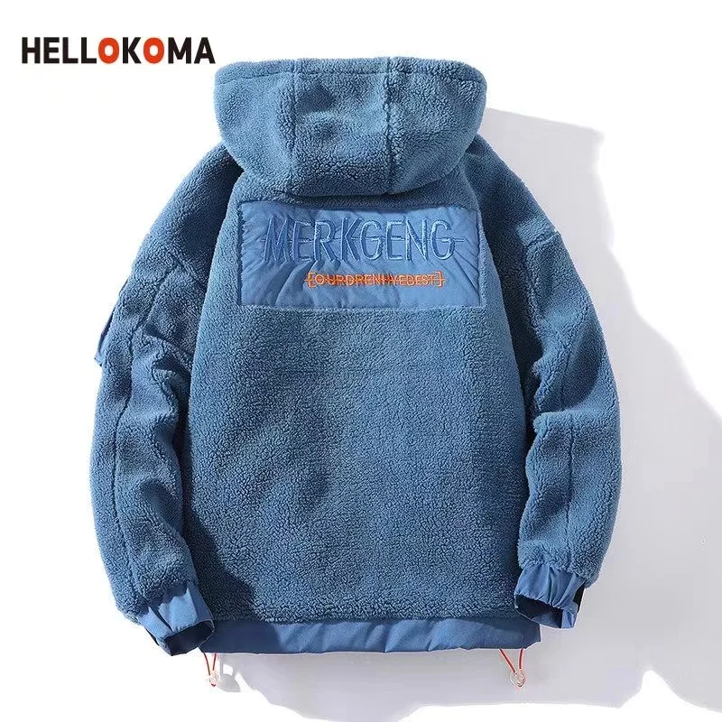 2022 Men Fleece Thickene Winter Lamb Cashmere Cotton Padded Clothes Warm Stand Collar Fleece Students Fashion Padded Clothes